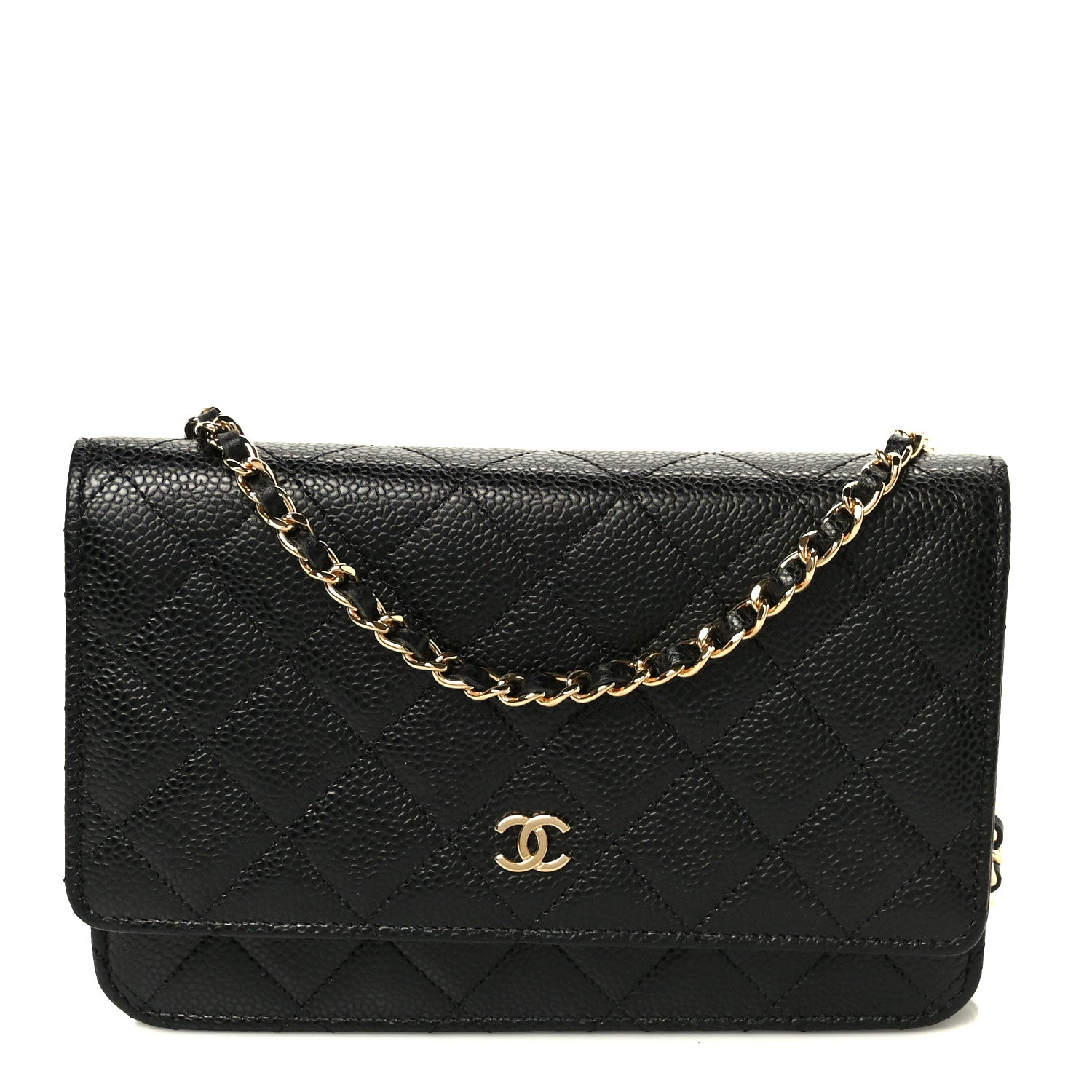 Caviar Quilted Wallet on Chain WOC Black
