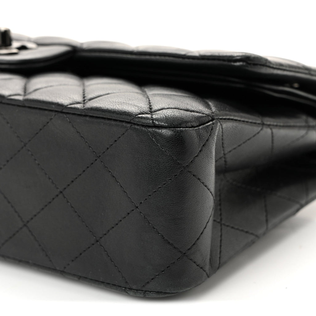 Lambskin Quilted Medium Double Flap So Black