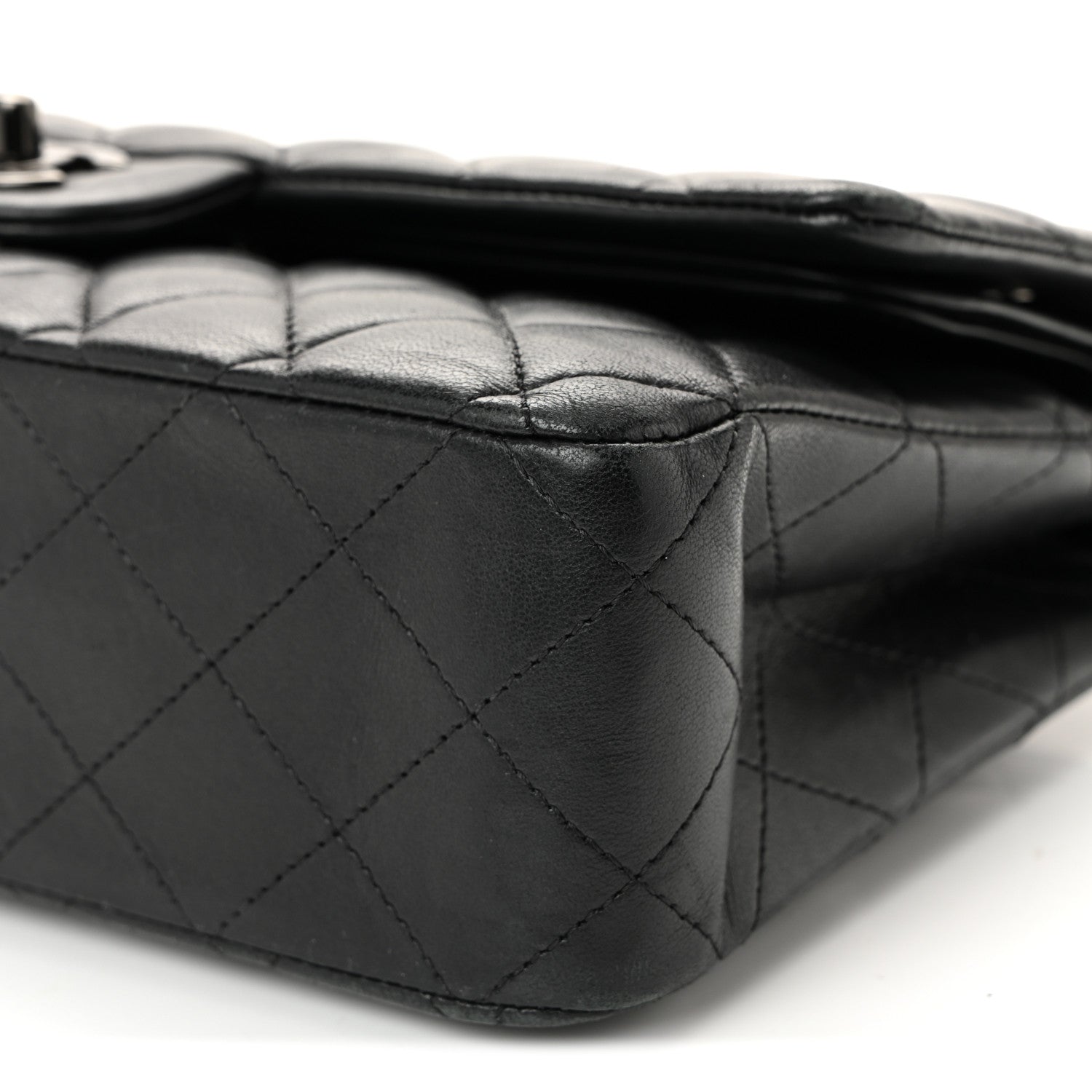 Lambskin Quilted Medium Double Flap So Black
