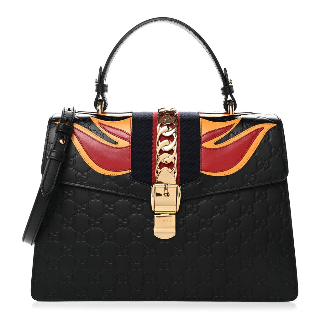 Guccissima Signature Medium Sylvie Top Handle Bag Black