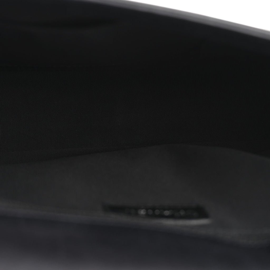 Calfskin Embossed Stitch Large Boy Flap Black