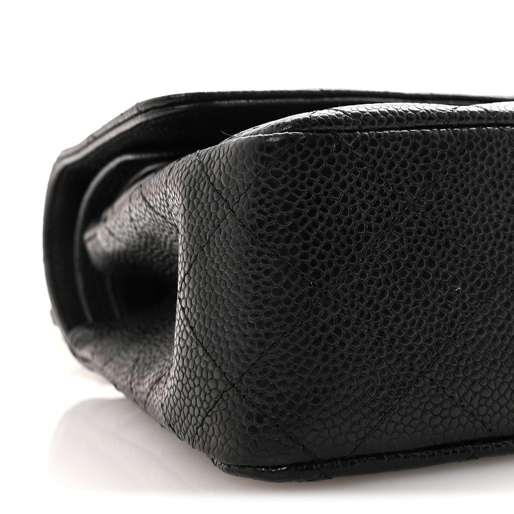 Caviar Quilted Medium Double Flap Black
