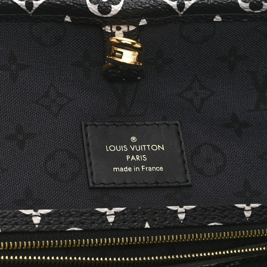 Monogram Giant Crafty Neverfull MM Creme Rouge Black