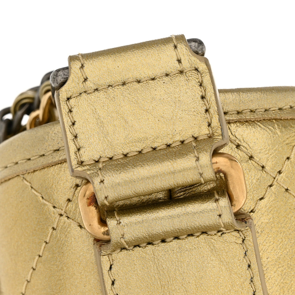 Metallic Aged Calfskin Quilted Medium Gabrielle Gold