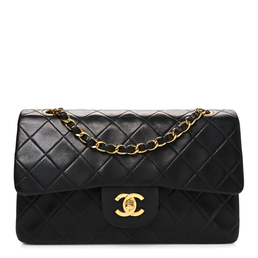Lambskin Quilted Small Double Flap Black