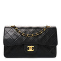 Lambskin Quilted Small Double Flap Black