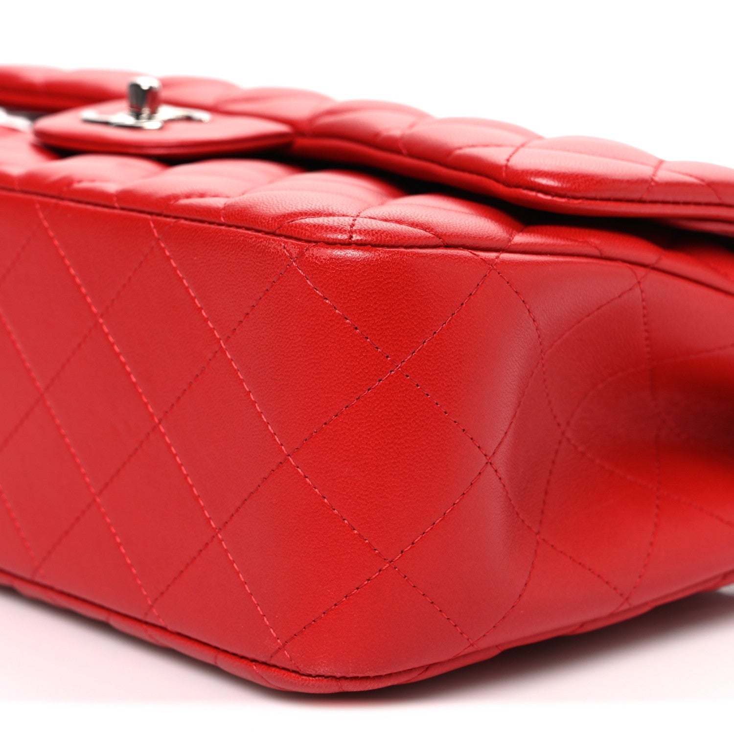 Lambskin Quilted Jumbo Double Flap Red