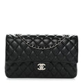 Lambskin Quilted Medium Double Flap Black