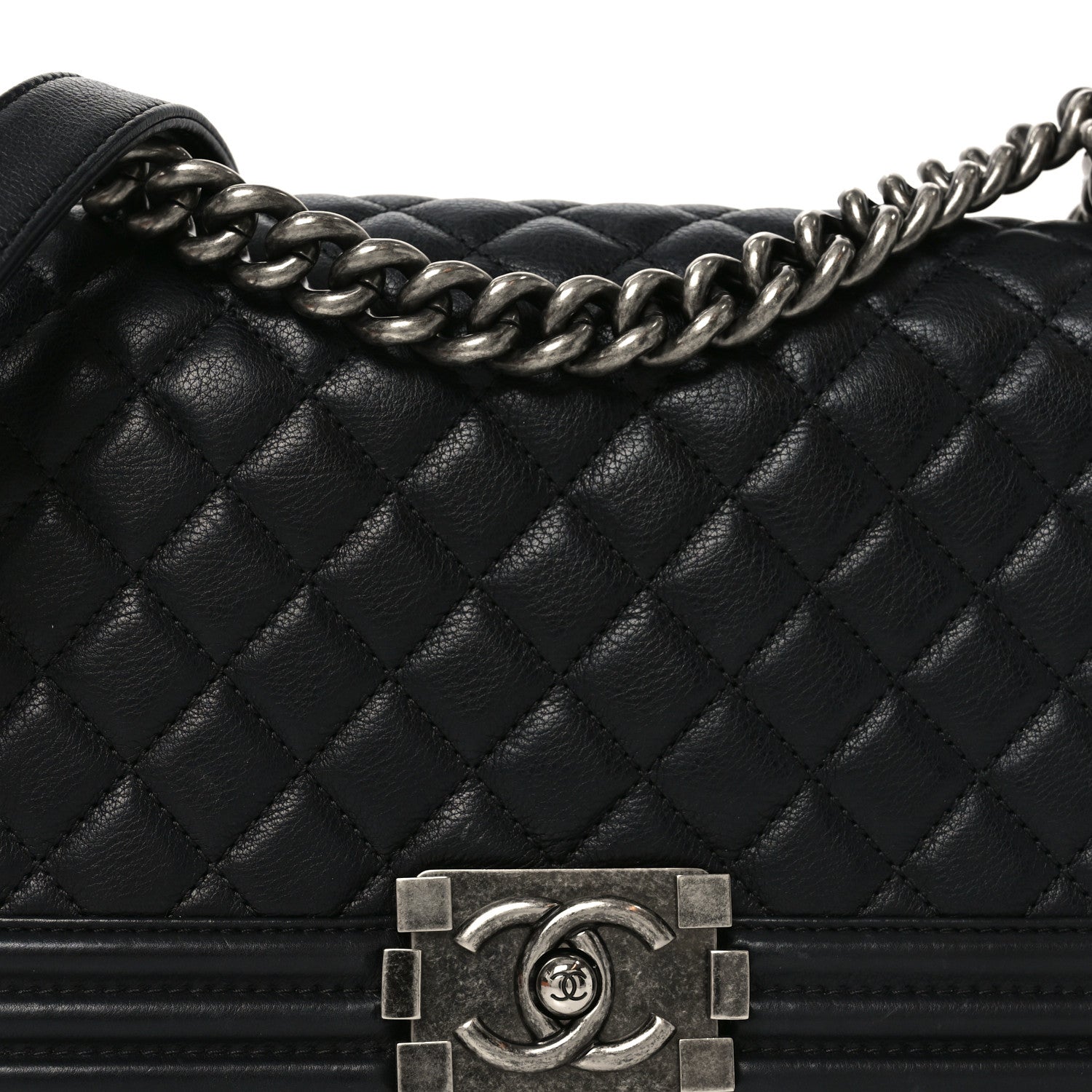 Calfskin Quilted Medium Boy Flap Black