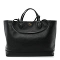 Textured Dollar Calfskin Medium Ophidia Shoulder Tote Bag Black