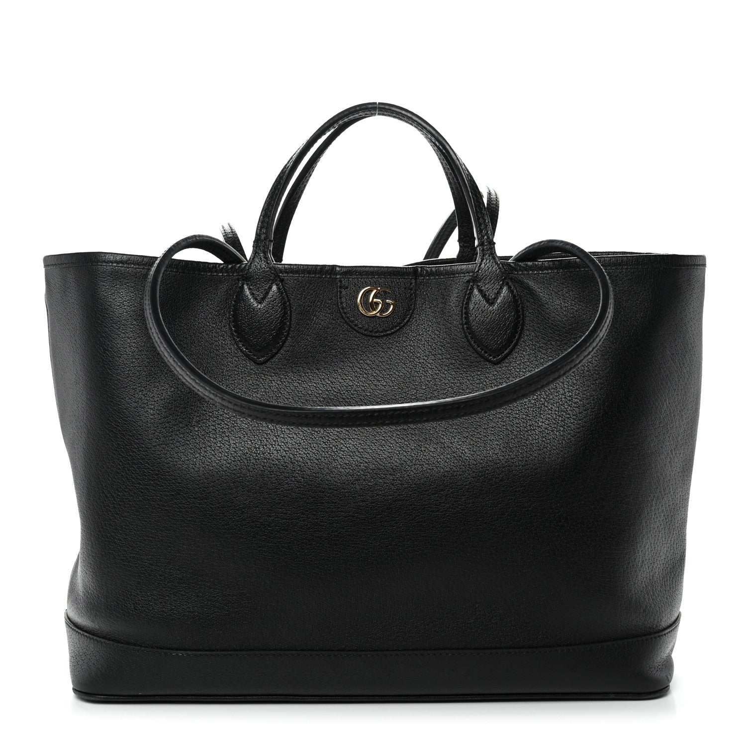 Textured Dollar Calfskin Medium Ophidia Shoulder Tote Bag Black