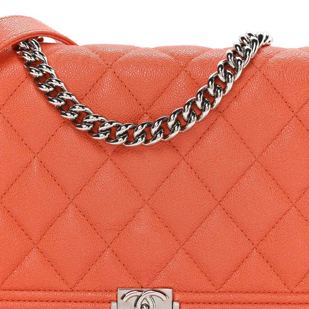 Caviar Quilted Boy Wallet On Chain WOC Orange
