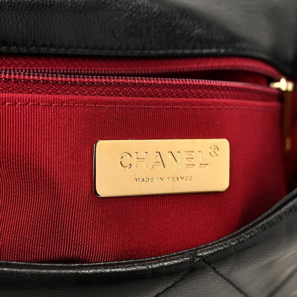 Goatskin Quilted Large Chanel 19 Flap Black