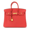 Togo Birkin 25 Rouge Pivoine
