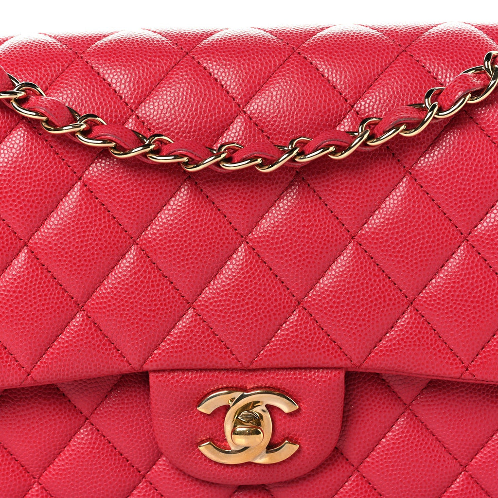 Caviar Quilted Medium Double Flap Dark Pink
