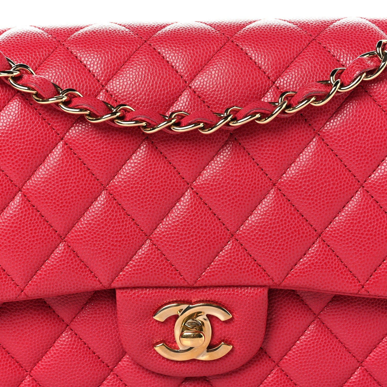Caviar Quilted Medium Double Flap Dark Pink