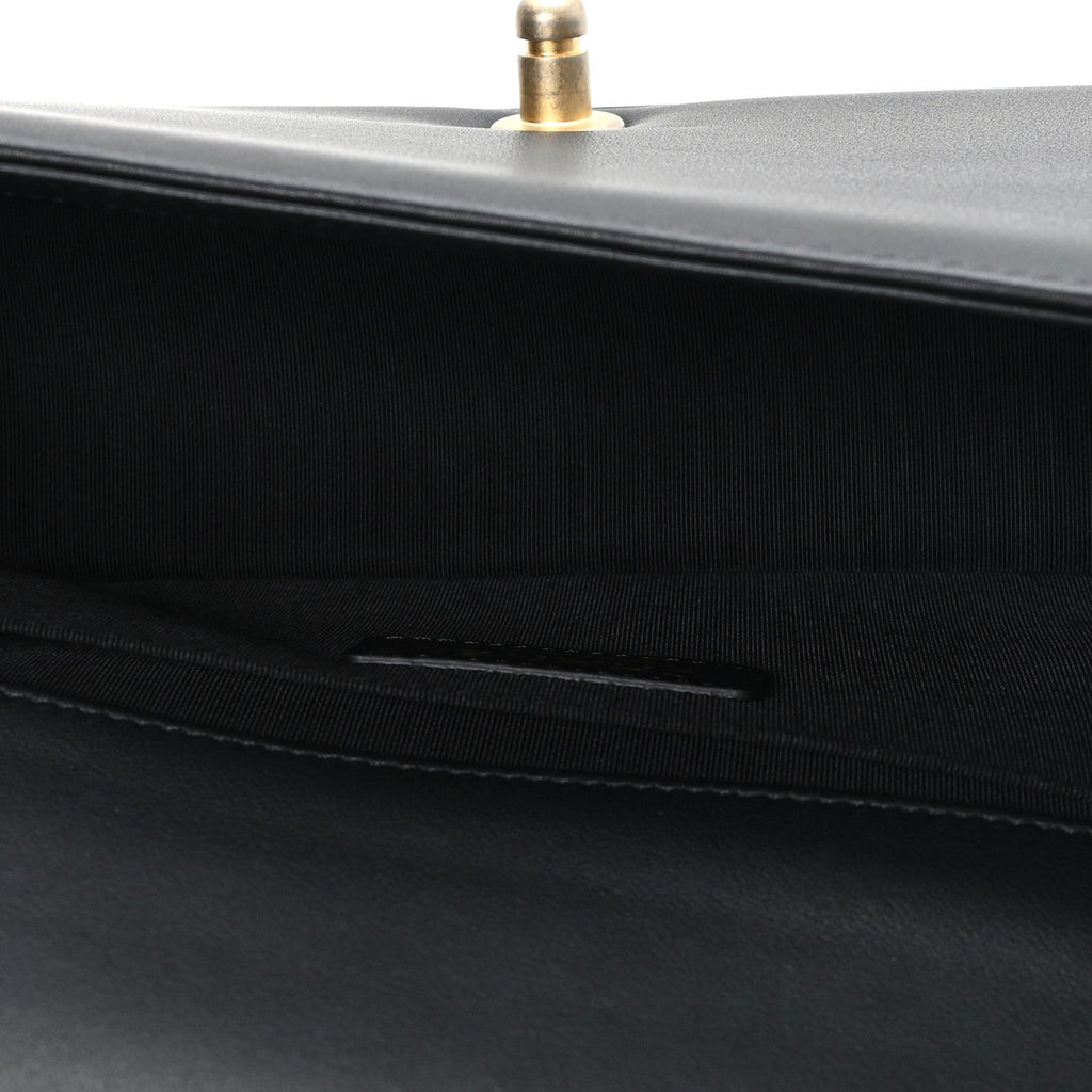 Calfskin Quilted Medium Boy Flap Black