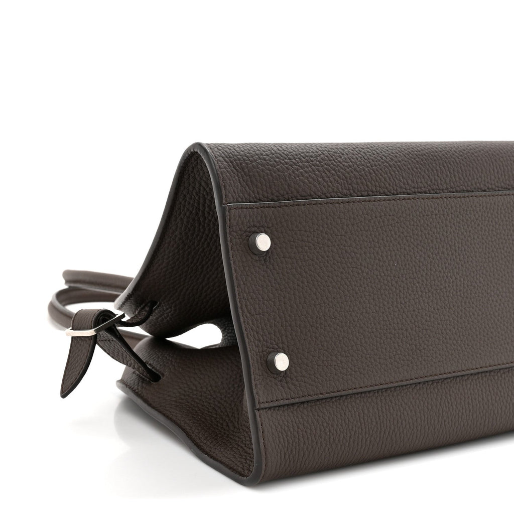 Grained Calfskin Margaux Shoulder 12 Deep Brown
