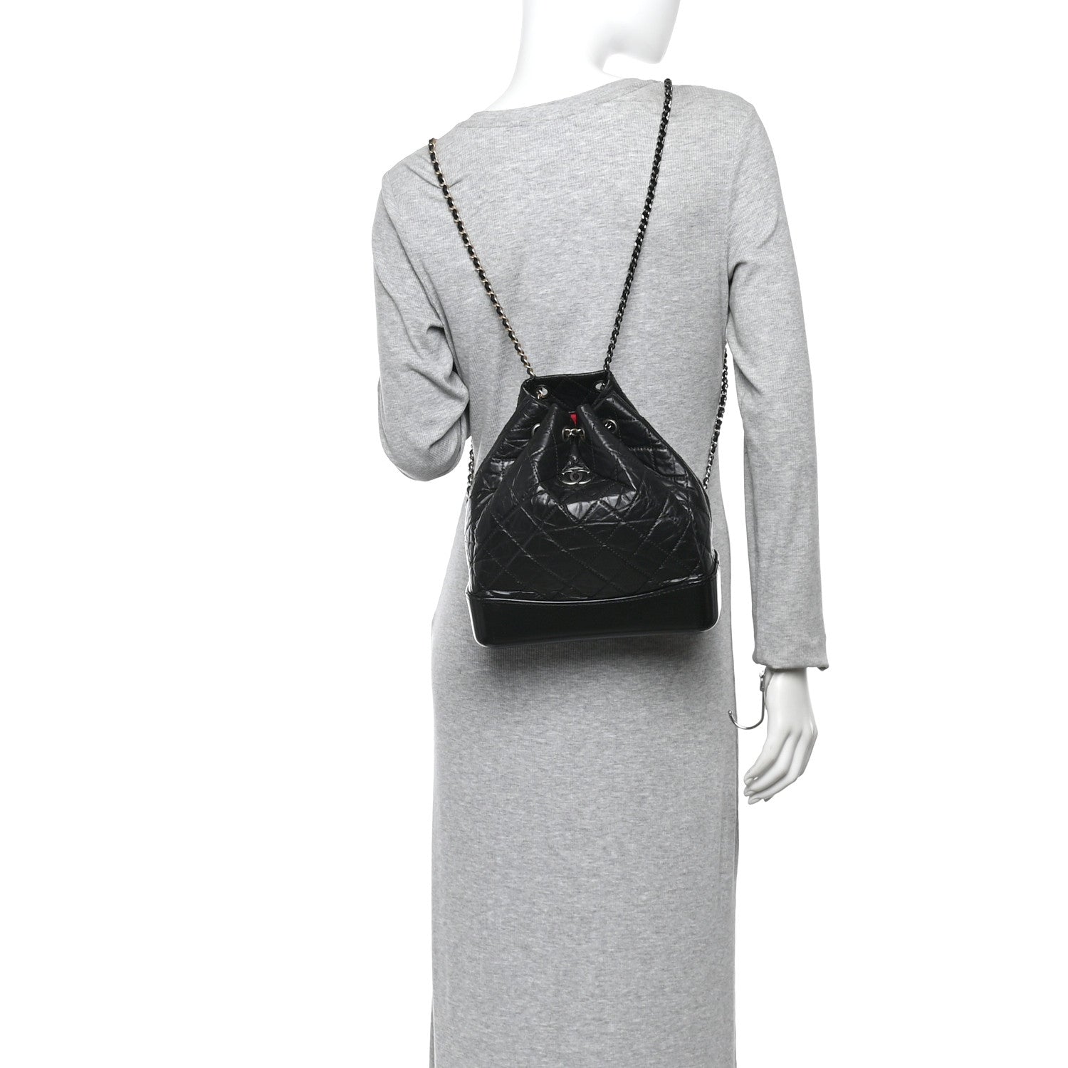 Aged Calfskin Quilted Small Gabrielle Backpack Black