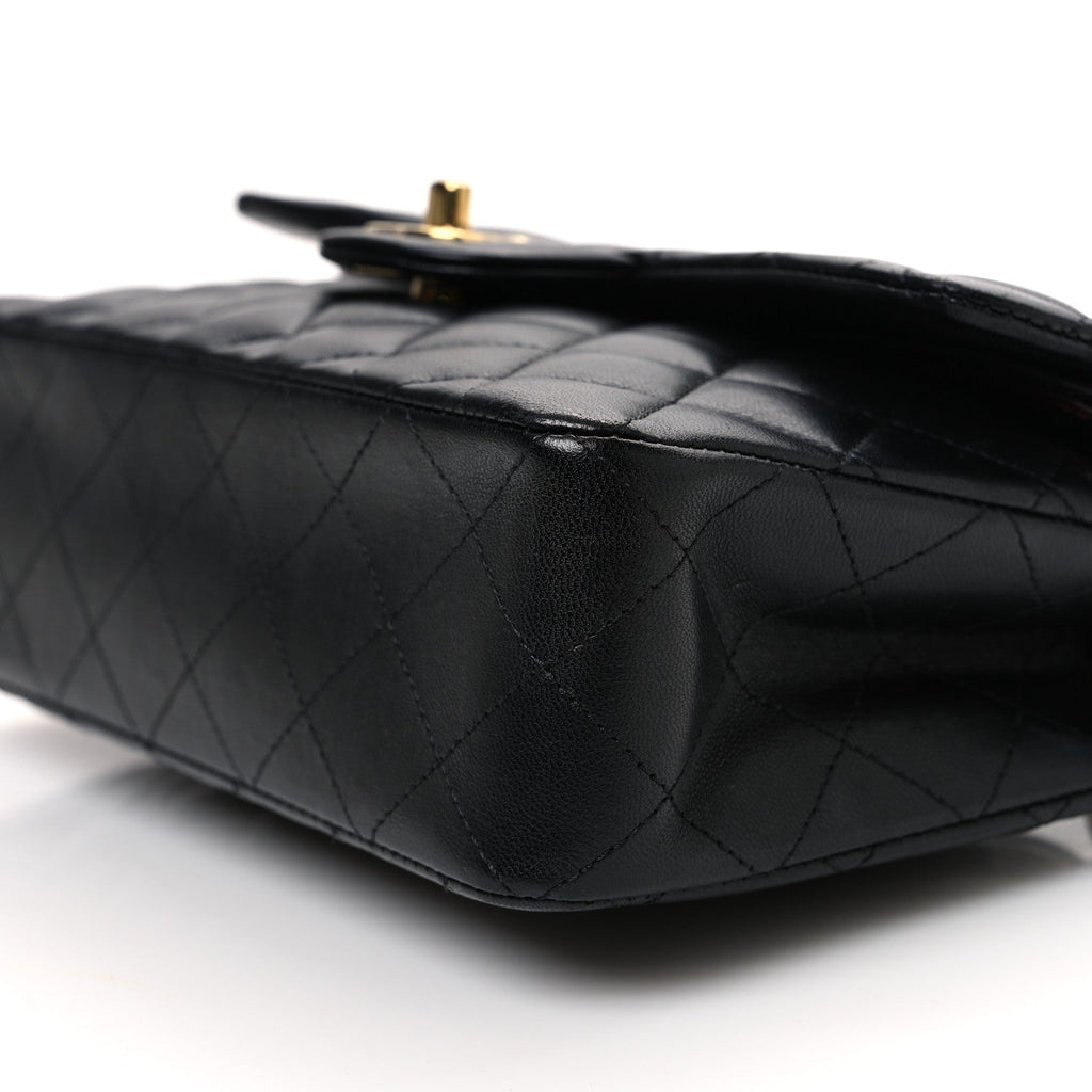 Lambskin Quilted Small Double Flap Black