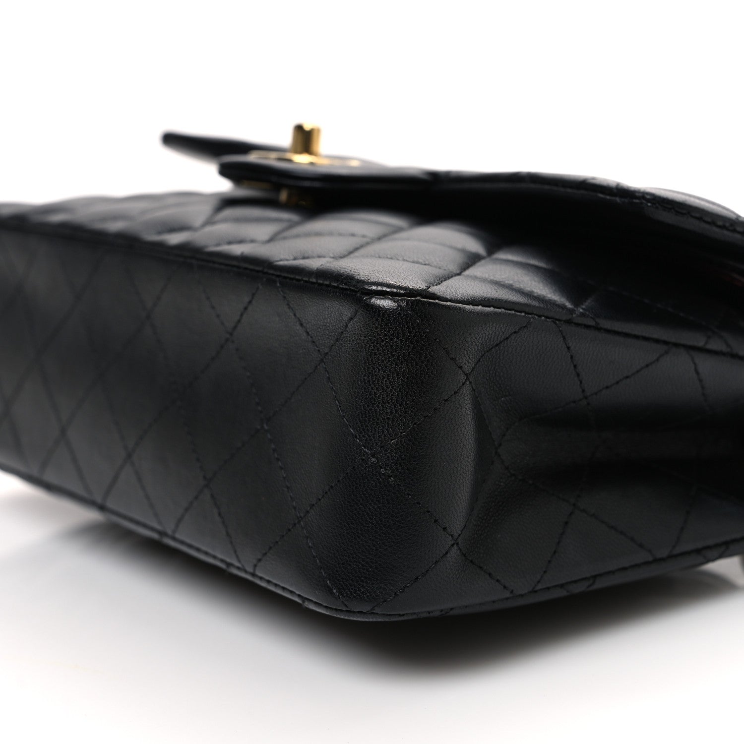 Lambskin Quilted Small Double Flap Black