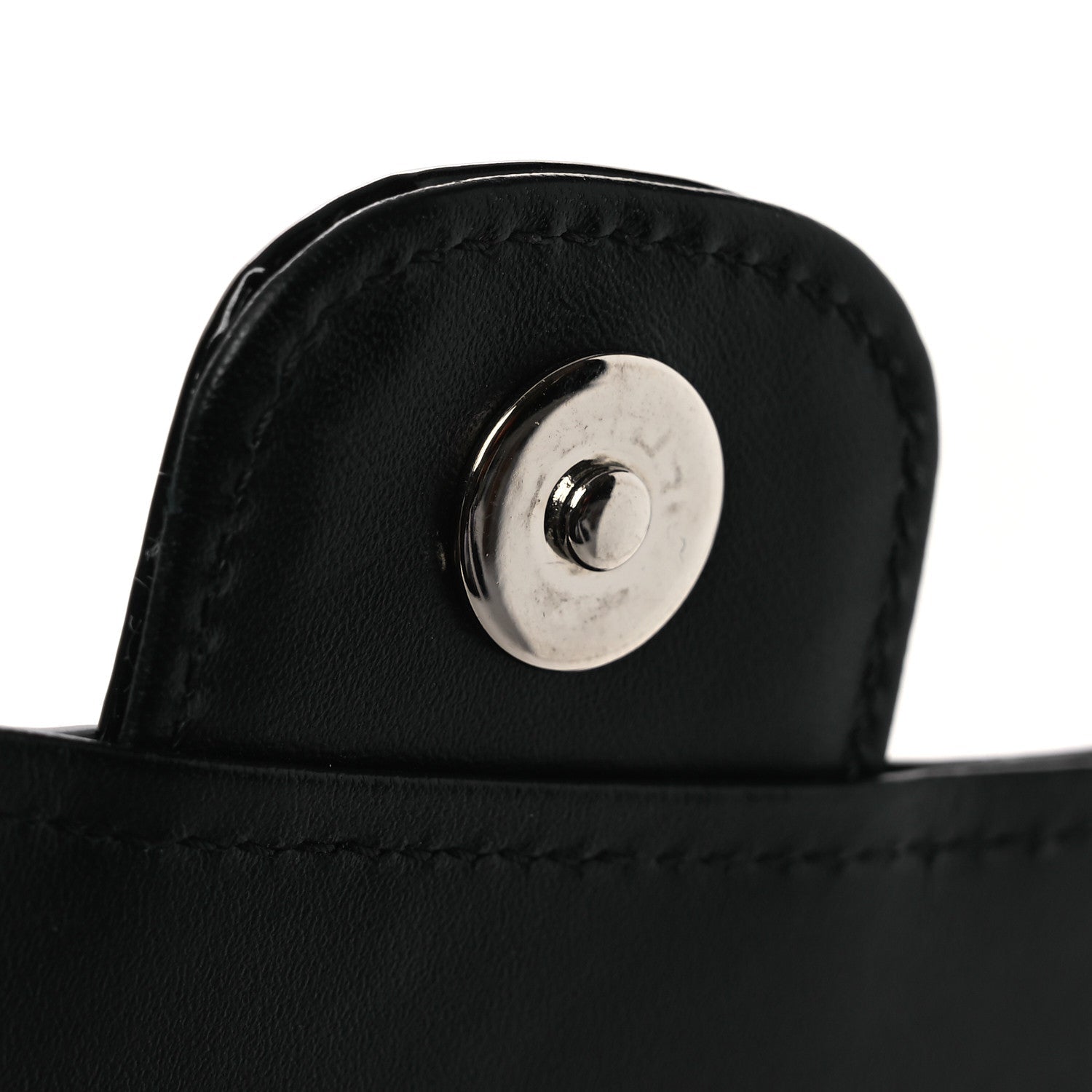 Patent Quilted Wallet On Removable Chain WOC Black