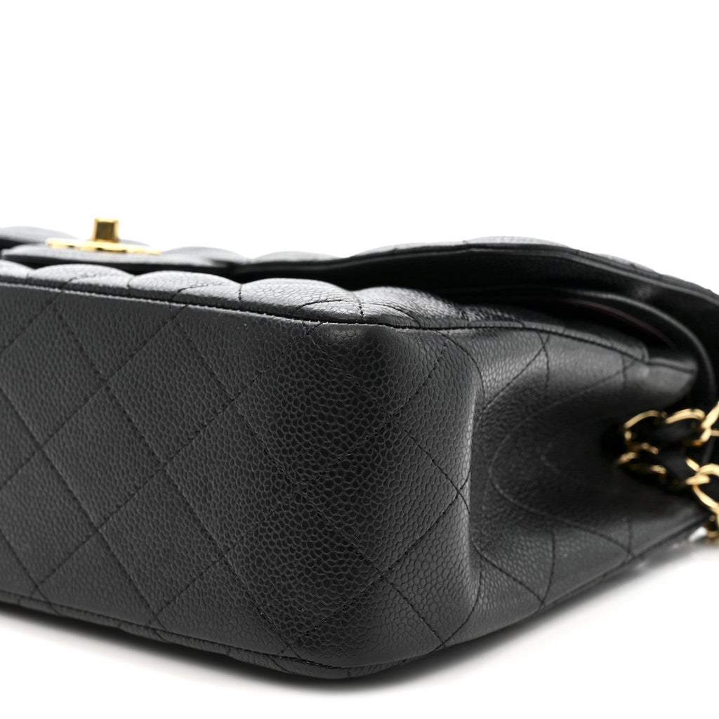 Caviar Quilted Jumbo Double Flap Black