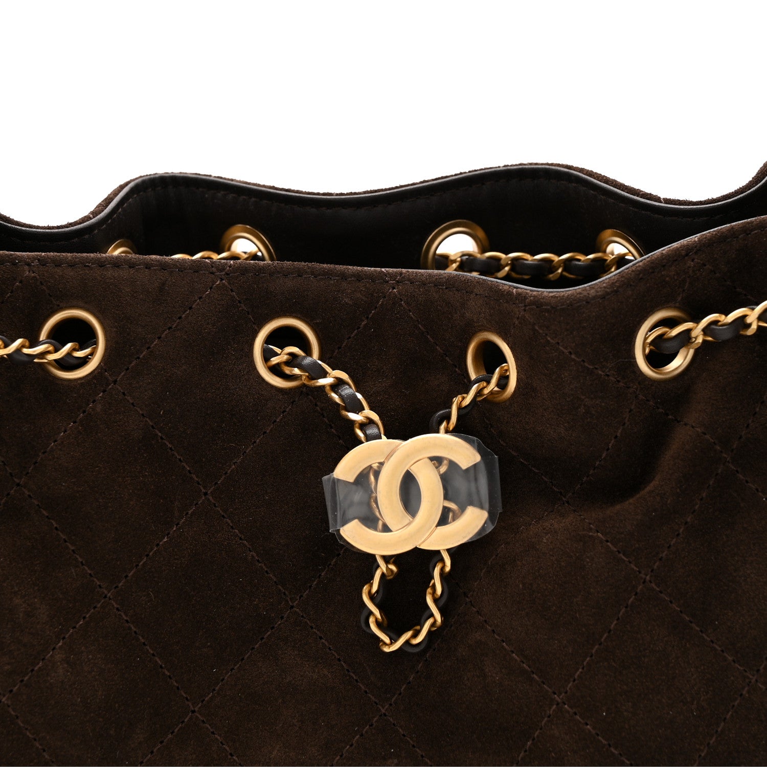 Suede Quilted Mini Chanel 25 Handbag Dark Brown