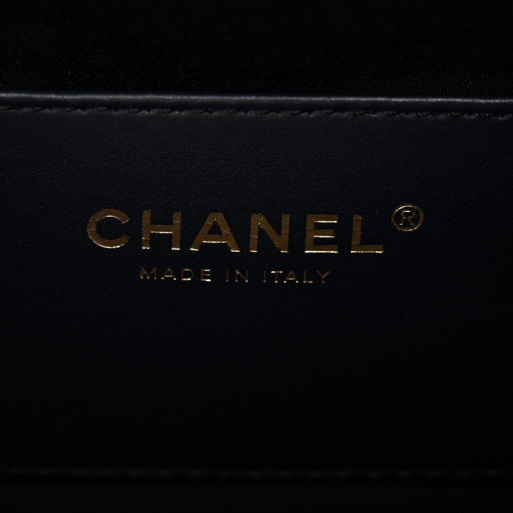 Denim Quilted Mini Chanel 25 Handbag Dark Blue
