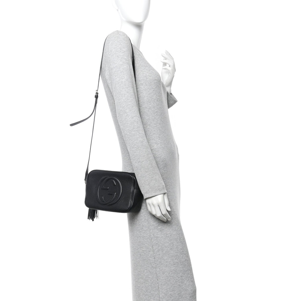 Pebbled Calfskin Small Soho Disco Bag Black