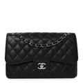 Caviar Quilted Jumbo Double Flap Black