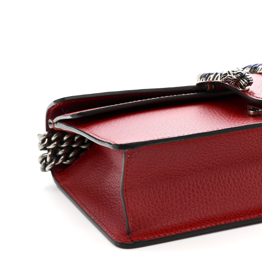 Dollar Calfskin Enamel Dionysus Shoulder Bag Hibiscus Red Electric Blue