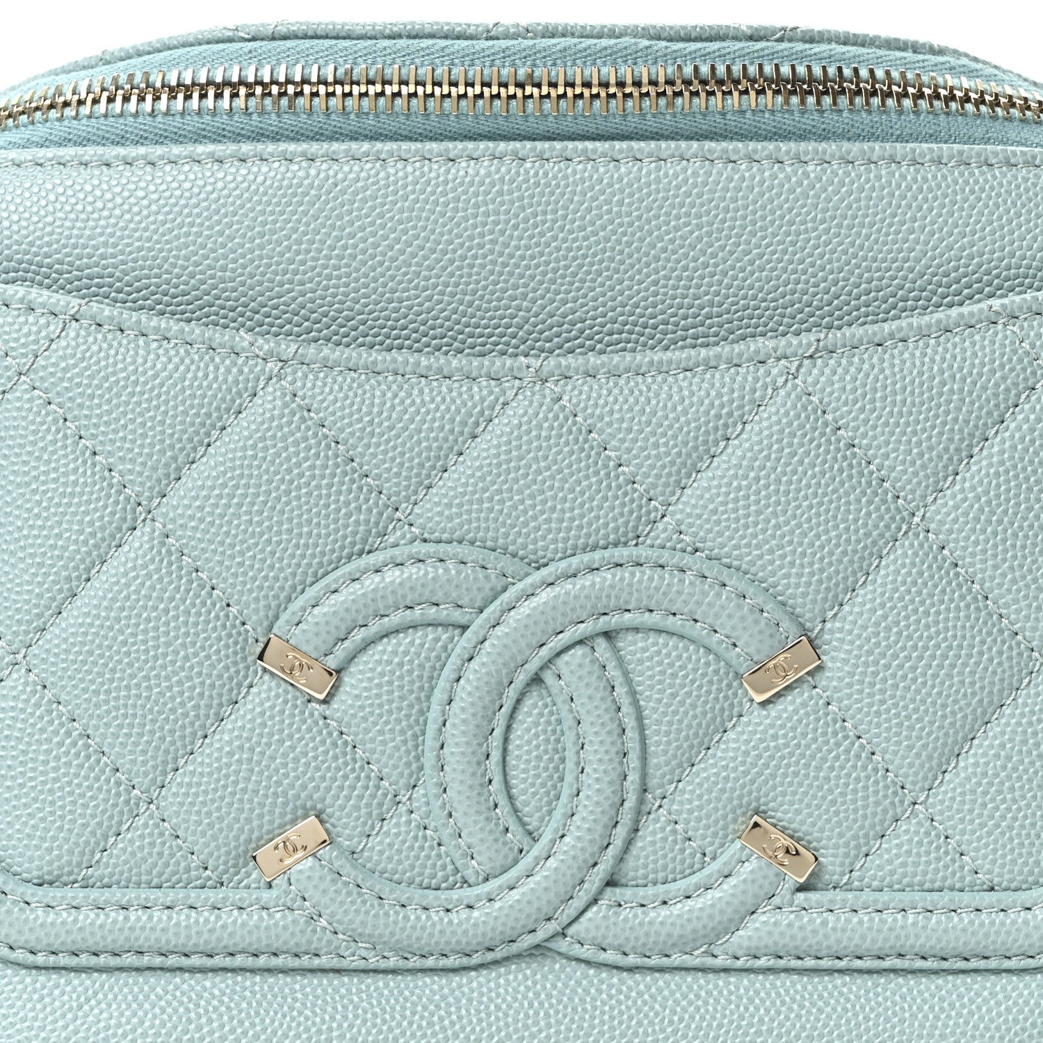 Caviar Quilted Filigree Waist Bag Light Blue