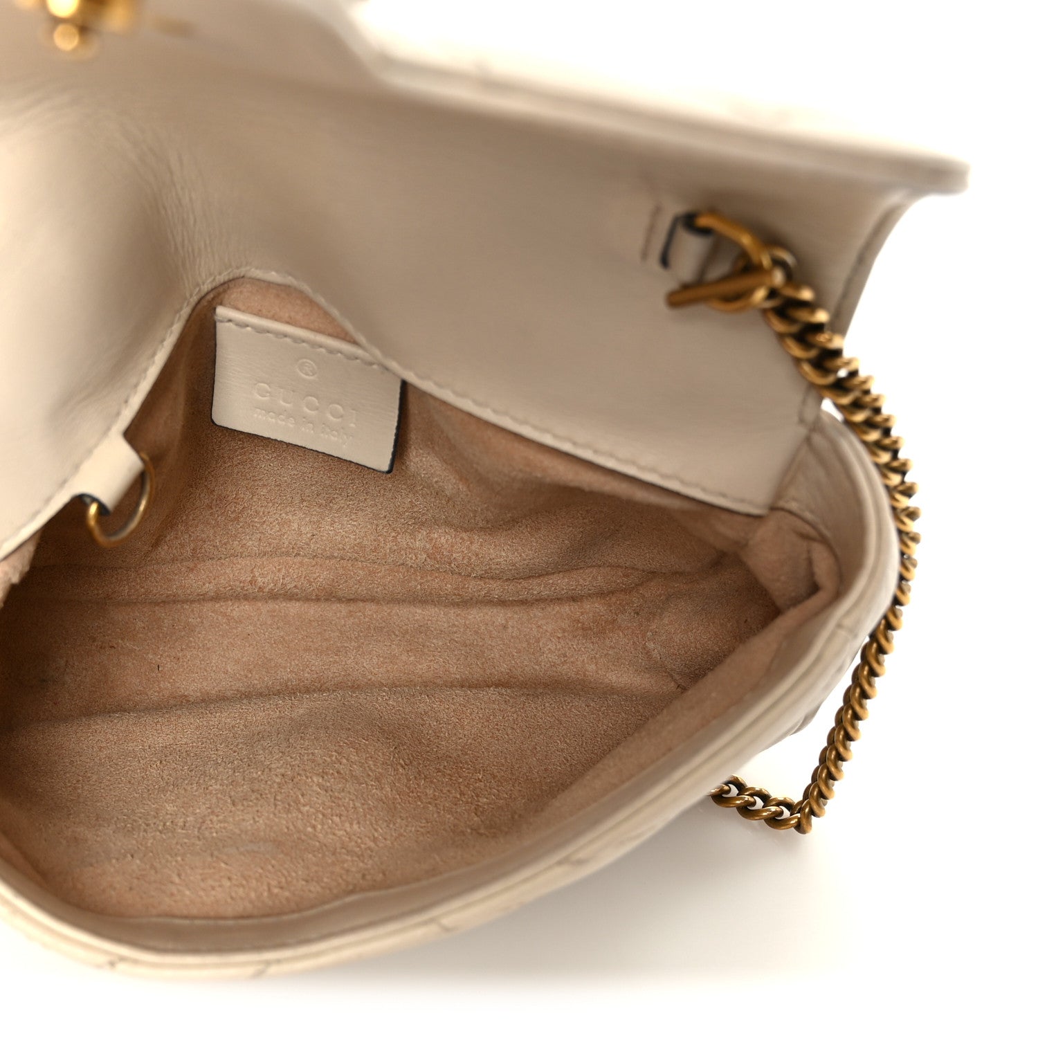 Calfskin Matelasse Super Mini GG Marmont Shoulder Bag White