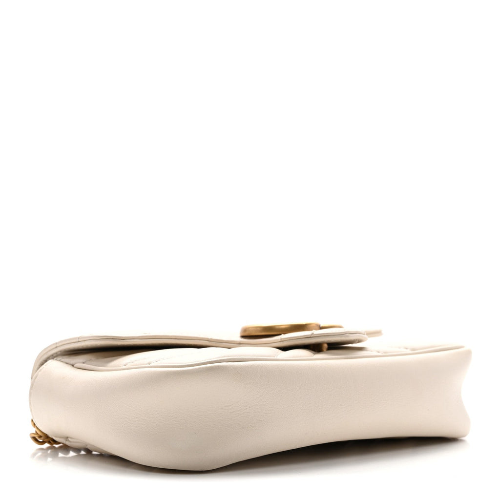 Calfskin Matelasse Super Mini GG Marmont Shoulder Bag White