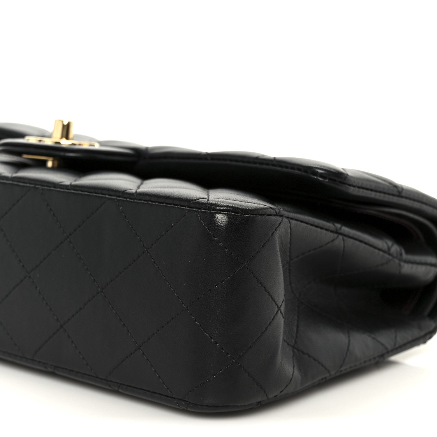 Lambskin Quilted Medium Double Flap Black