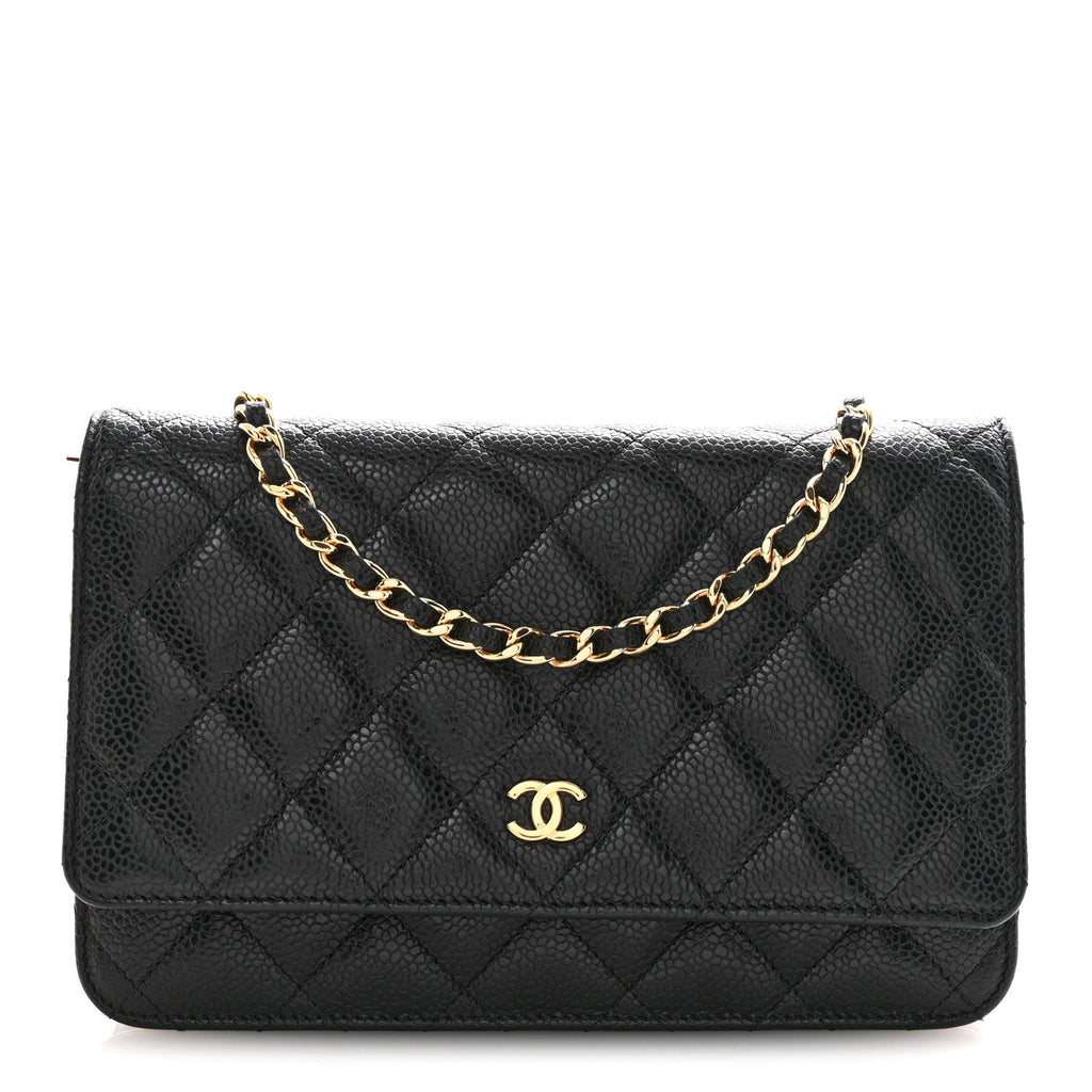 Caviar Quilted Wallet on Chain WOC Black
