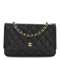 Caviar Quilted Wallet on Chain WOC Black