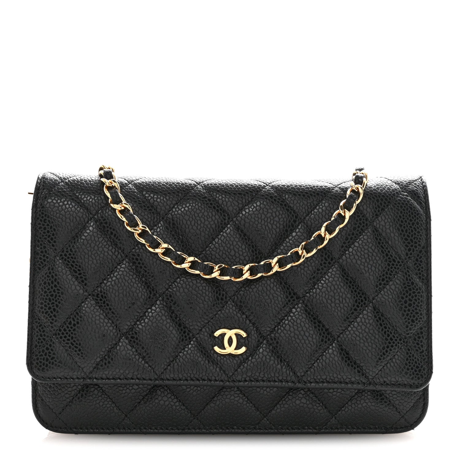 Caviar Quilted Wallet on Chain WOC Black