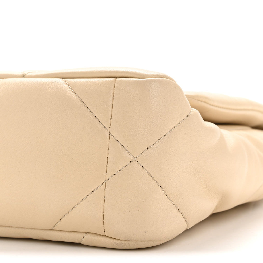 Lambskin Quilted Medium Chanel 19 Flap Beige