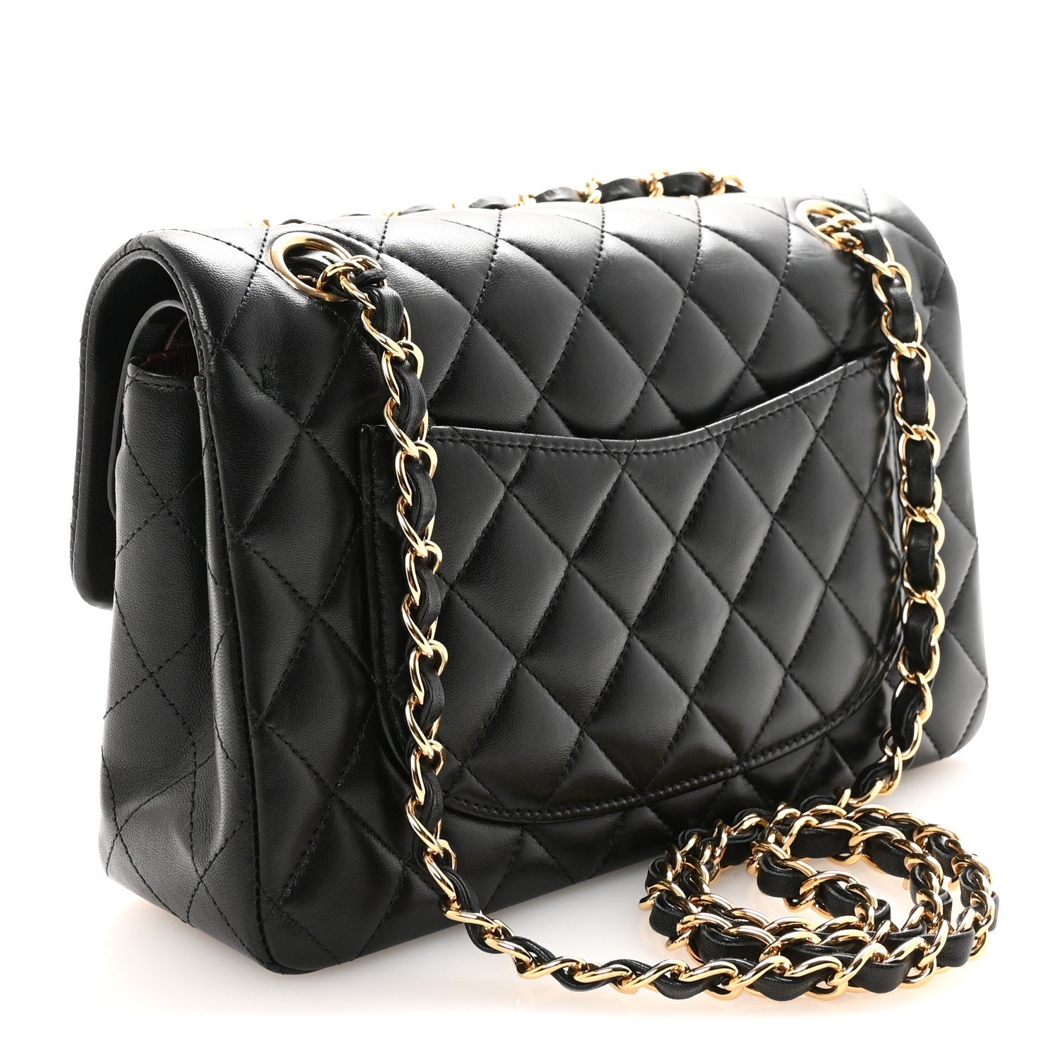 Lambskin Quilted Small Double Flap Black