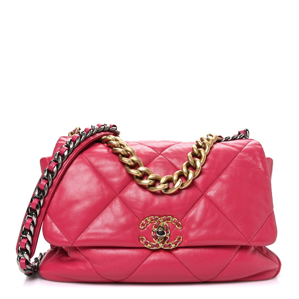 Goatskin Quilted Large Chanel 19 Flap Pink