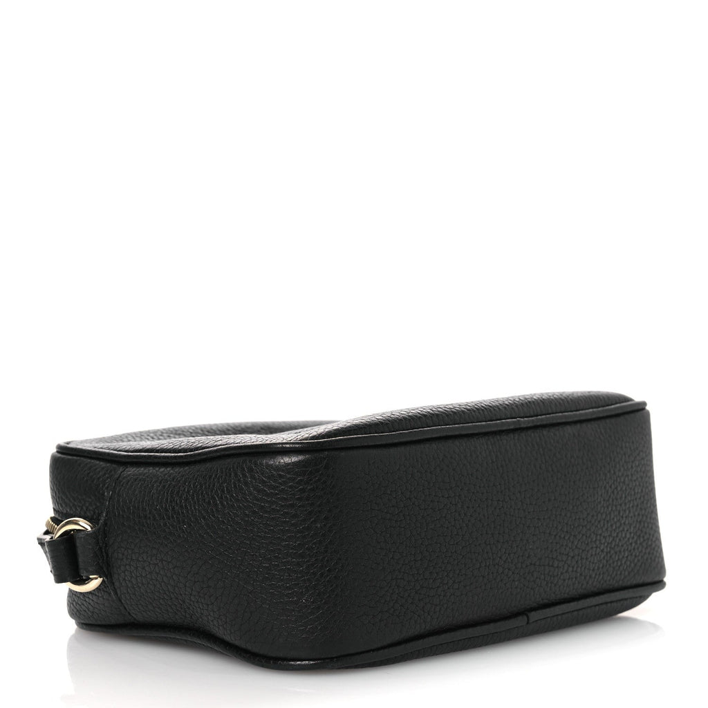 Pebbled Calfskin Small Soho Disco Bag Black