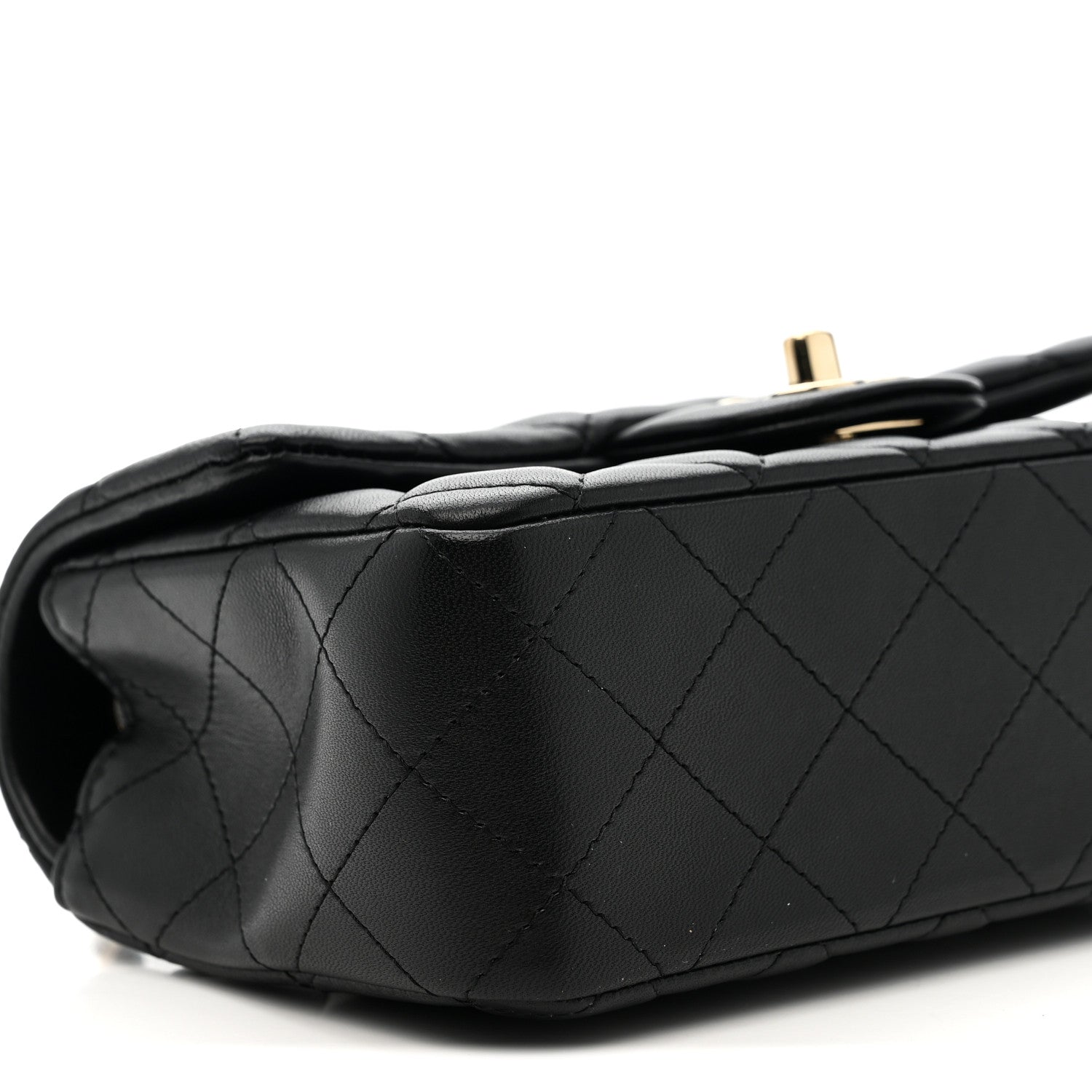 Lambskin Quilted Mini Rectangular Flap Black