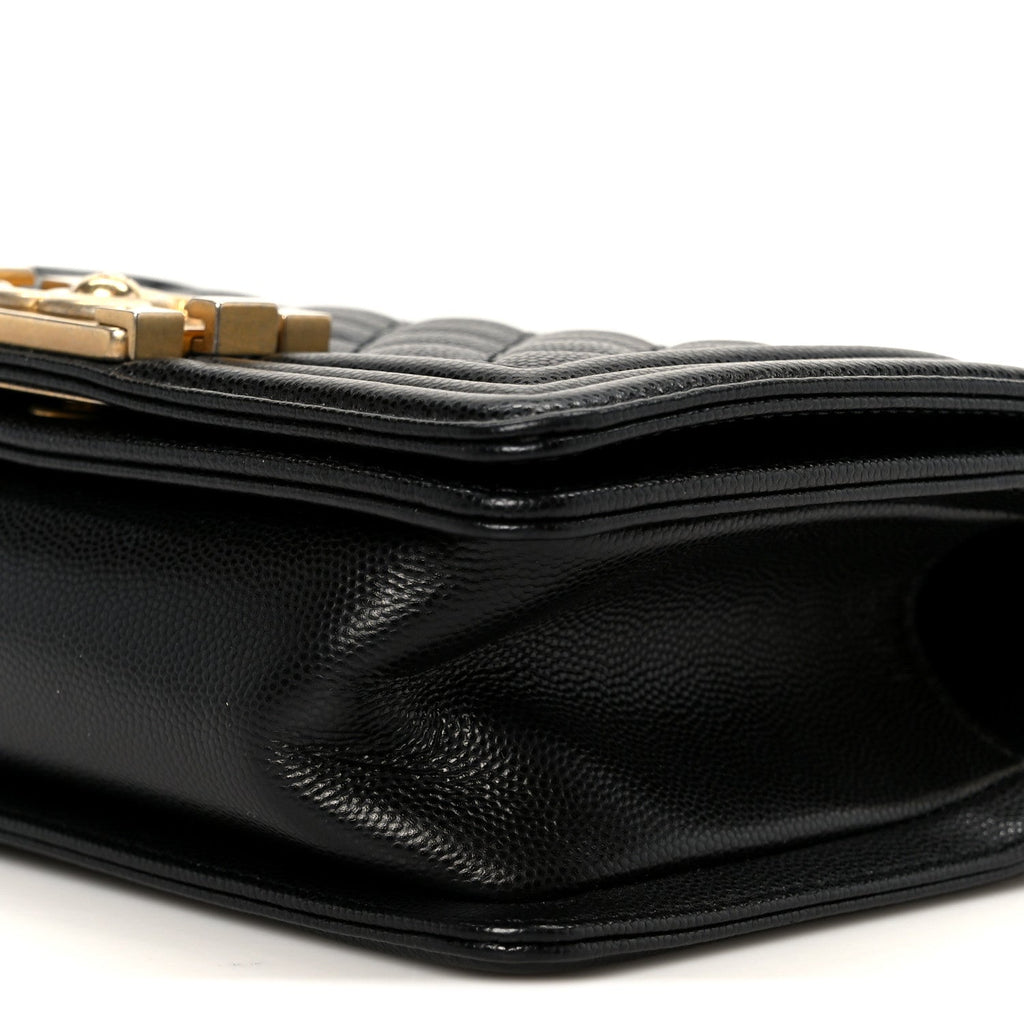 Caviar Quilted Small Boy Flap Black