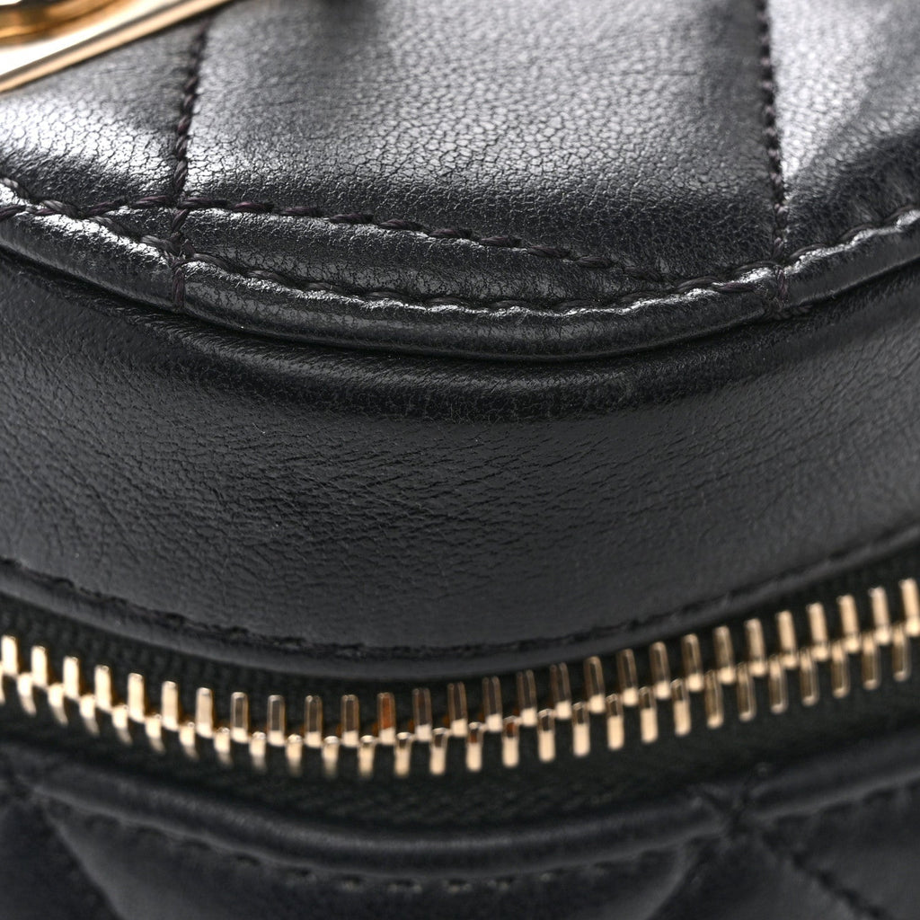 Lambskin Quilted Trendy Vanity Case Black