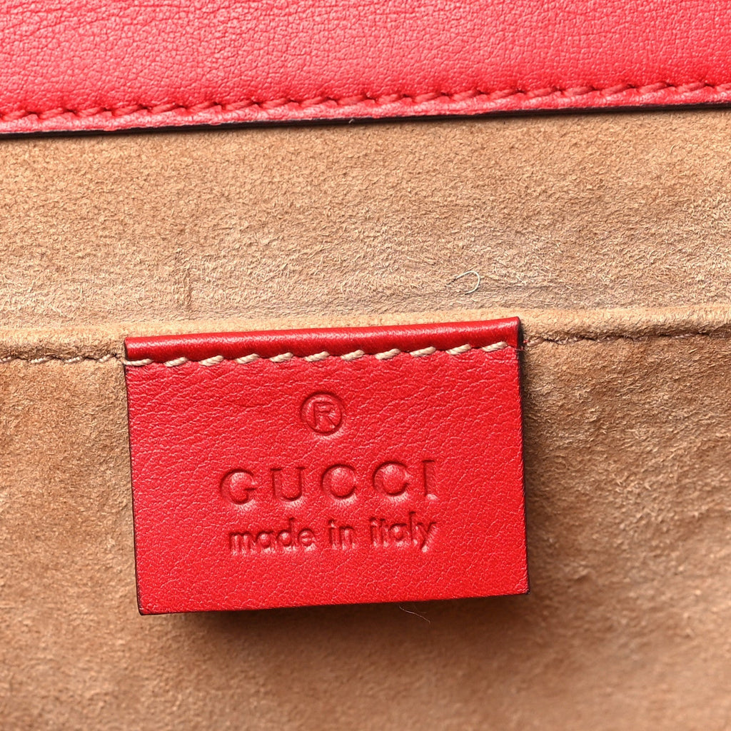 Calfskin Studded Small Padlock Shoulder Bag Hibiscus Red