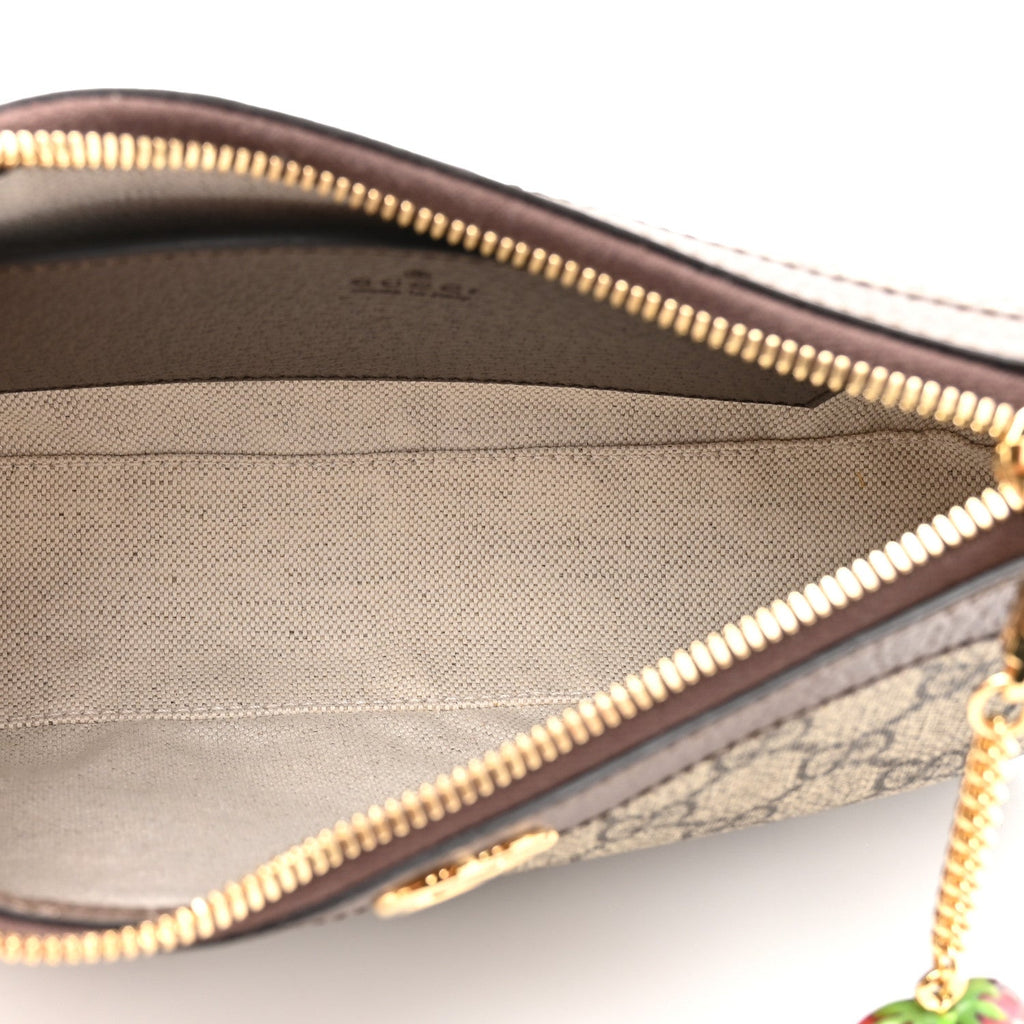 GG Supreme Monogram Textured Dollar Calfskin Web Small Ophidia GG Handbag Beige Ebony New Acero