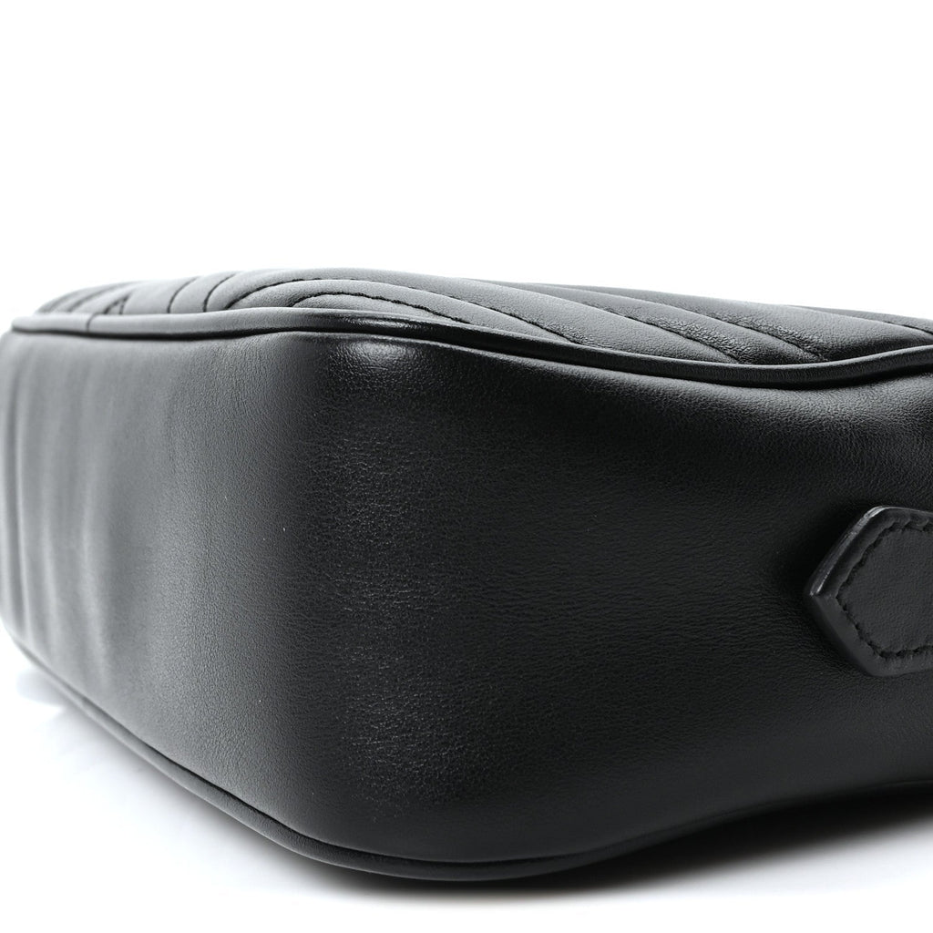 Calfskin Matelasse Small GG Marmont Chain Shoulder Bag Black