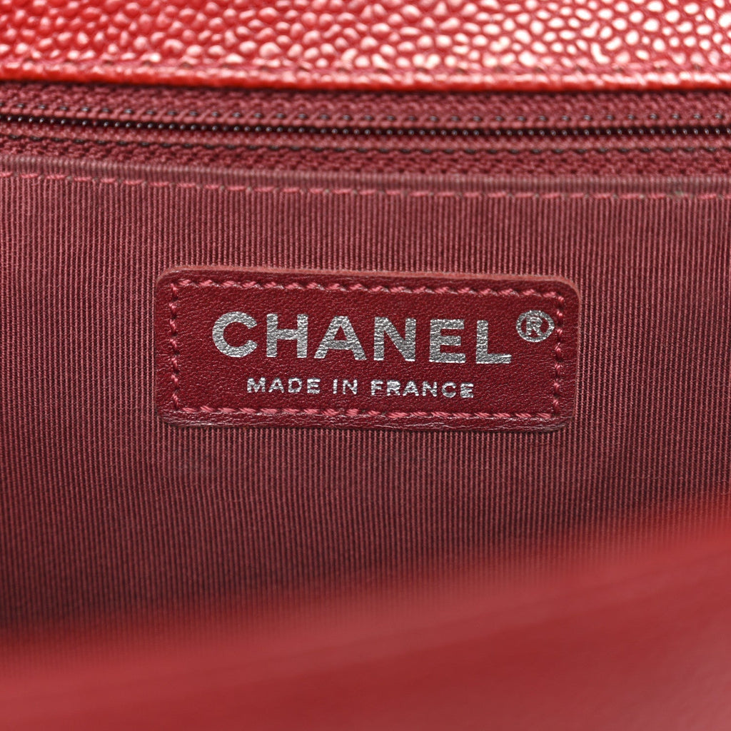 Caviar Quilted Large Boy Flap Dark Red